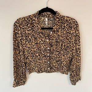 Leopard Button Down Blouse / Size S